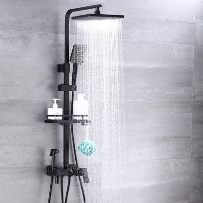 Modern Rainfall Tub Shower System, Wall-Mounted Exposed Shower Faucet with Handheld Spray