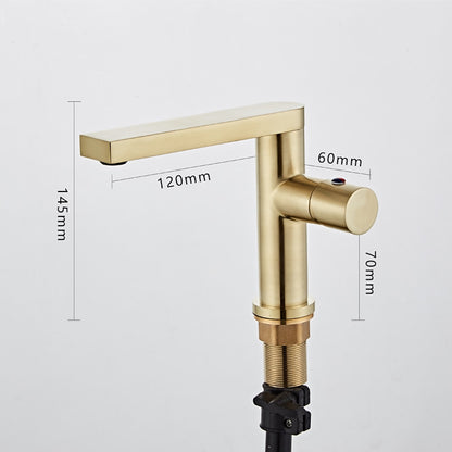 Modern Brass Single-Hole Bathroom Faucet, Single-Handle Swivel Spout Faucet, Brushed Gold / Matte Black