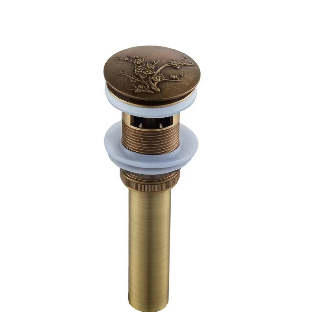 Antique Brass Pop-Up Drain Assembly, Solid Brass Bathroom Vessel Vanity Sink Stopper