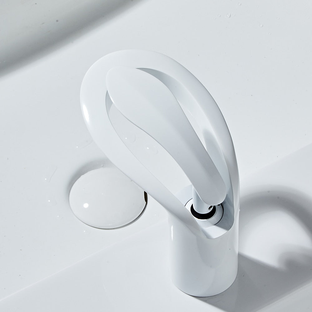 Modern Waterfall Bathroom Faucet, Single-Handle Brass Faucet