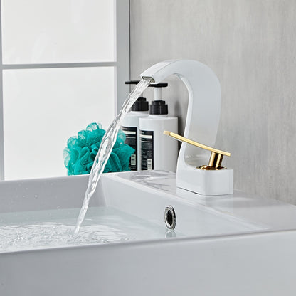 Waterfall Single-Hole Bathroom Faucet, Single-Handle Brass Faucet