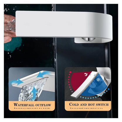 Waterfall Single-Handle Single-Hole Bathroom Faucet, Deck Mounted Basin Faucet