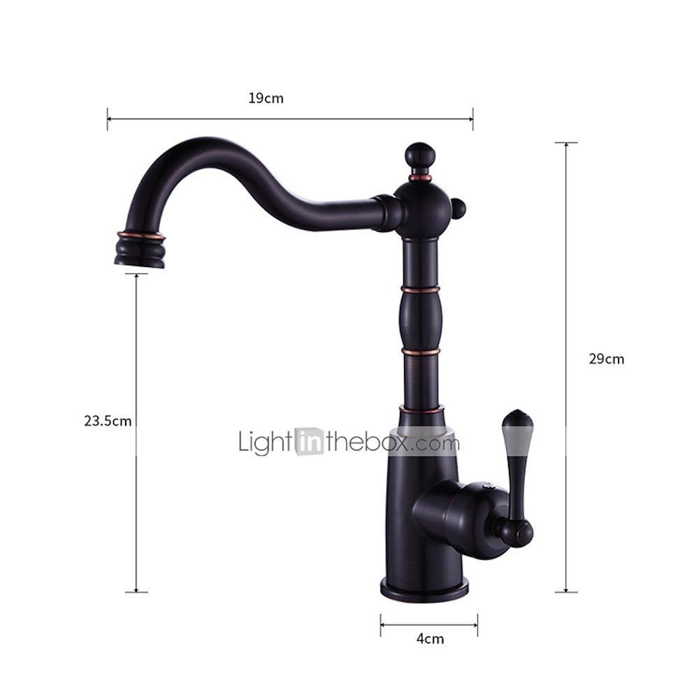 Oil-Rubbed Bronze Antique Single-Hole Bathroom Faucet, Single-Handle Swivel Spout Faucet