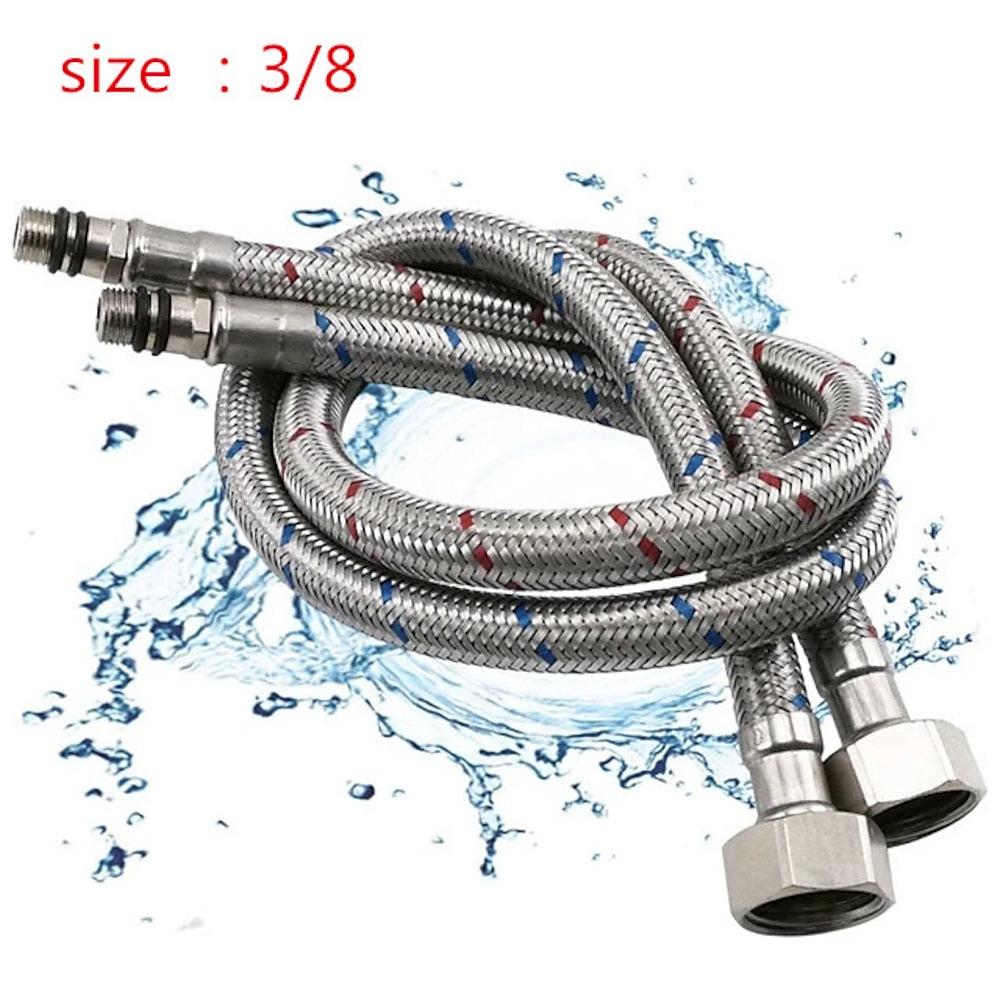 Stainless Steel Braided Faucet Water Supply Hoses, 3/8-Inch Connection Inlet Lines