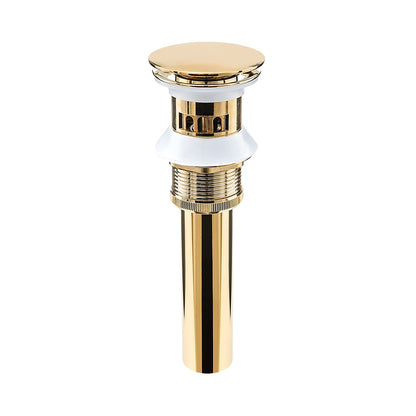Polished Gold Contemporary Brass Pop-Up Sink Drain Stopper, Vanity Vessel Sink Drain Assembly with Overflow
