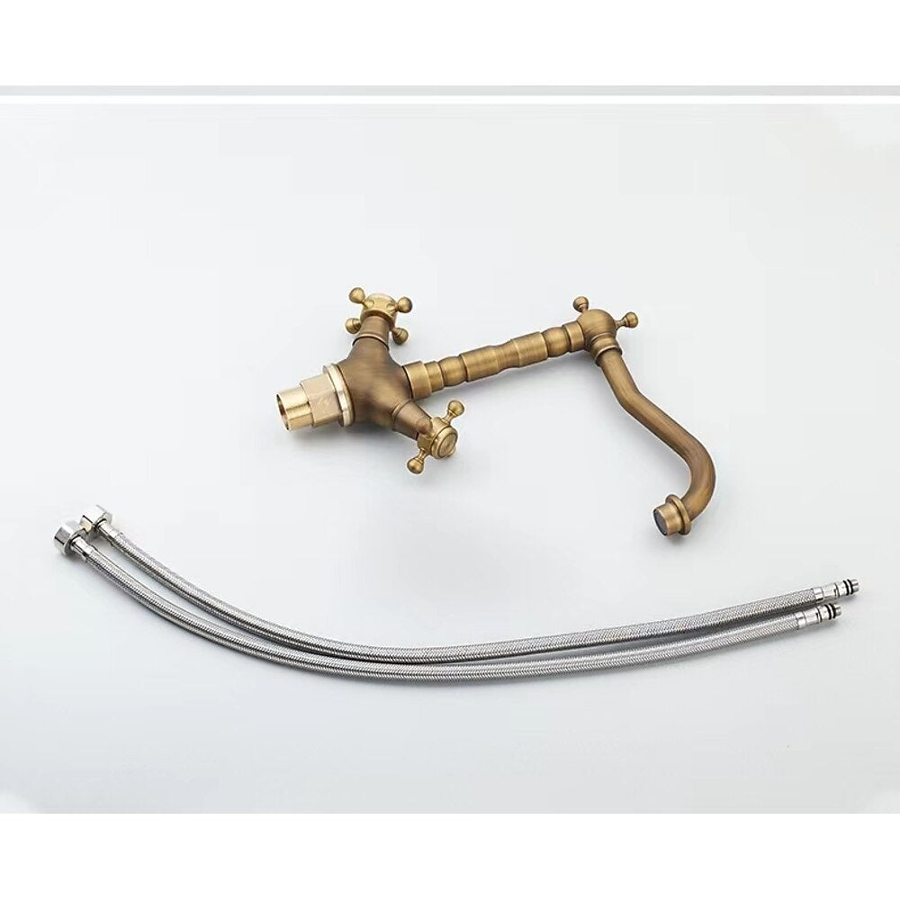 Traditional High Arc Bathroom Faucet, Single-Hole Dual Cross Handle Faucet