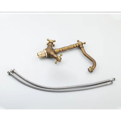 Traditional High Arc Bathroom Faucet, Single-Hole Dual Cross Handle Faucet