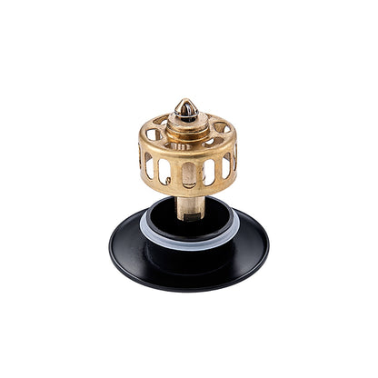 Matte Black Contemporary Brass Pop-Up Sink Drain with Overflow, Push-Button Vanity Drain Assembly