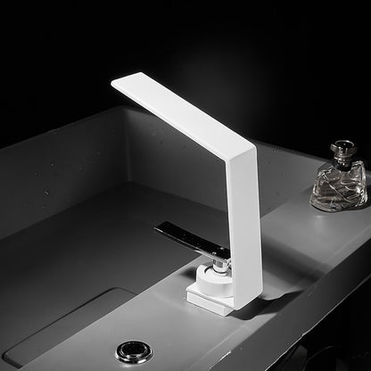 Waterfall Single-Hole Bathroom Faucet, Single-Handle Brass Faucet, Matte Black / Matte White / Chrome / Gunmetal
