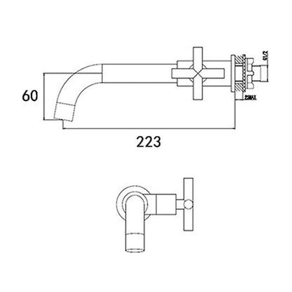 Industrial Wall-Mount Cold Water Bathroom Faucet, Single-Handle Rotatable Spout Tap, Brushed Gold / Chrome / Gunmetal