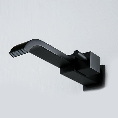 Waterfall Wall-Mount Bathroom Faucet, Single-Handle Brass Spout Faucet, Matte Black / Chrome