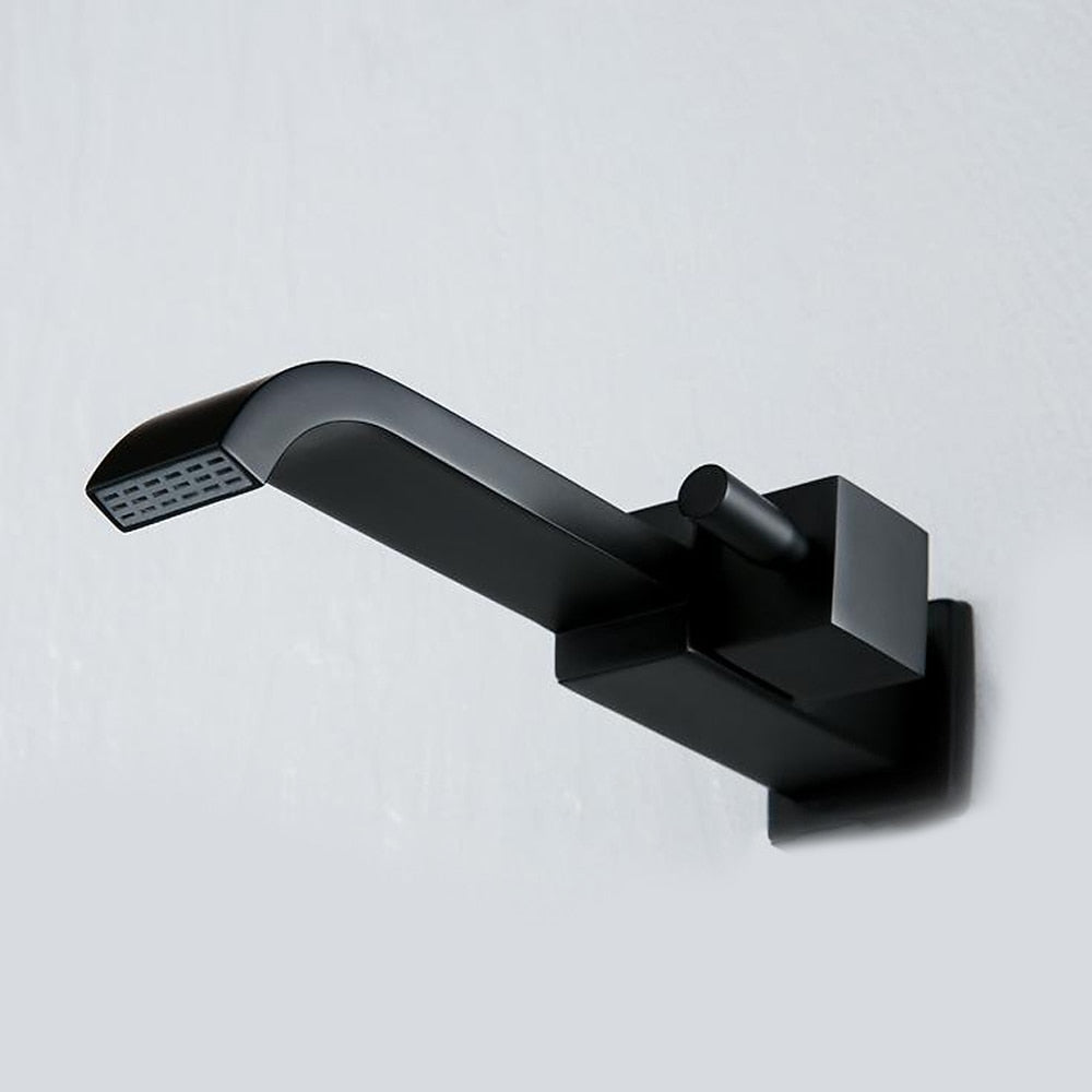Modern Wall-Mount Single-Cold Bathroom Faucet, Single-Handle Brass Faucet, Matte Black / Chrome