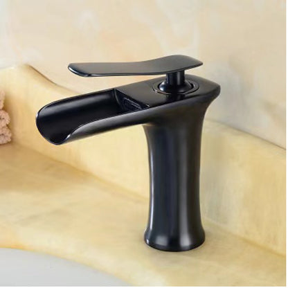 Waterfall Bathroom Sink Faucet, Single-Handle Brass Faucet