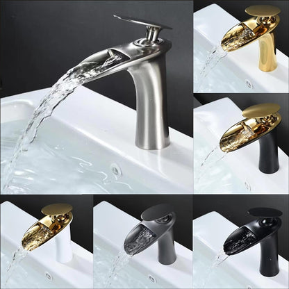 Modern Waterfall Bathroom Faucet, Single-Handle Single-Hole Faucet