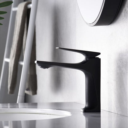 Modern Single-Hole Bathroom Faucet, Single-Handle Brass Sink Faucet, Matte Black / Brushed Gold / Gunmetal / Chrome / Matte White