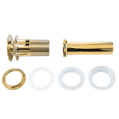 Polished Gold Contemporary Brass Pop-Up Sink Drain Stopper, Vanity Vessel Sink Drain Assembly with Overflow