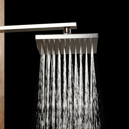 Chrome Contemporary Square Rainfall Shower Head, Wall-Mount Swivel Shower Head
