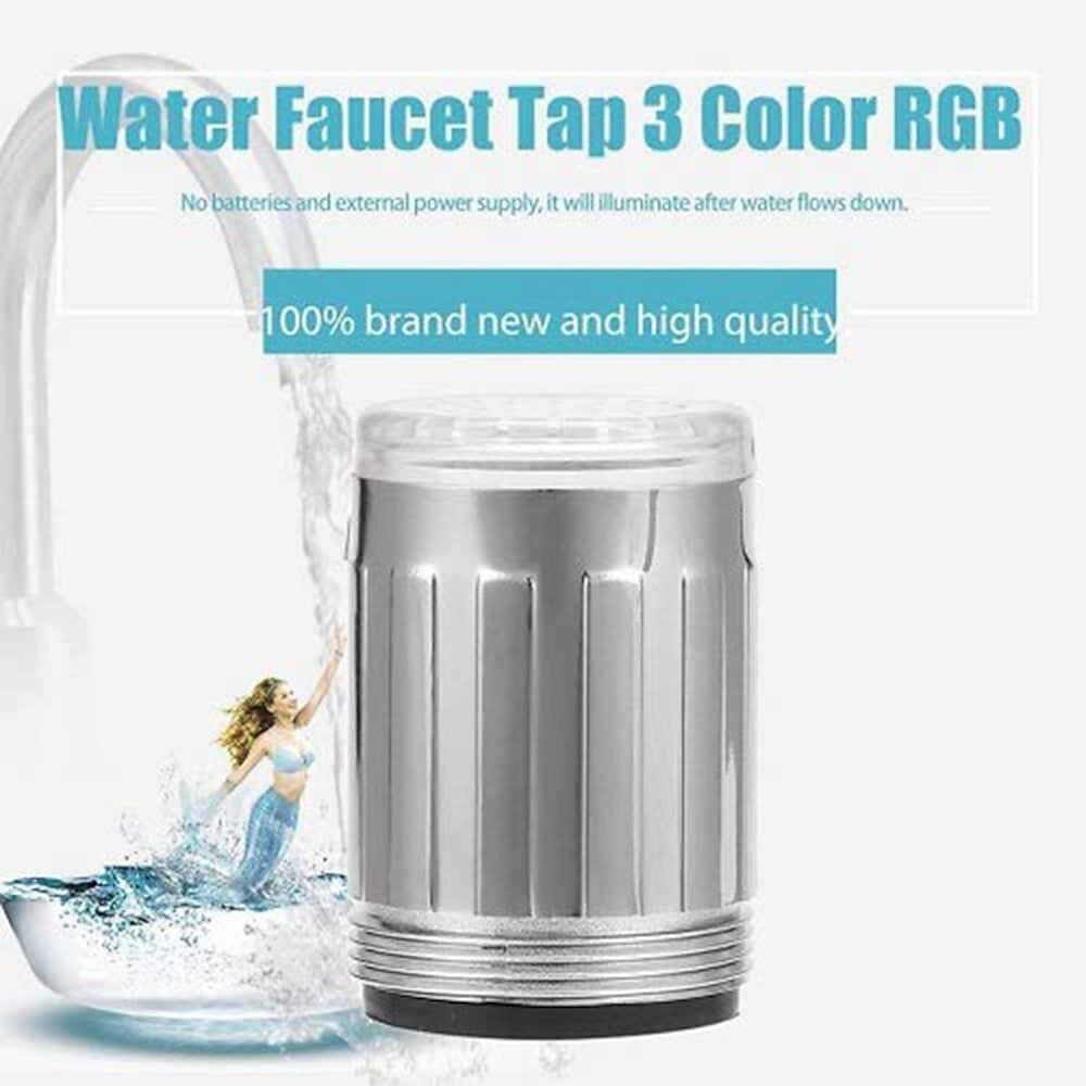 LED 3- Changing Faucet Aerator, Chrome Temperature Sensor Tap Aerator