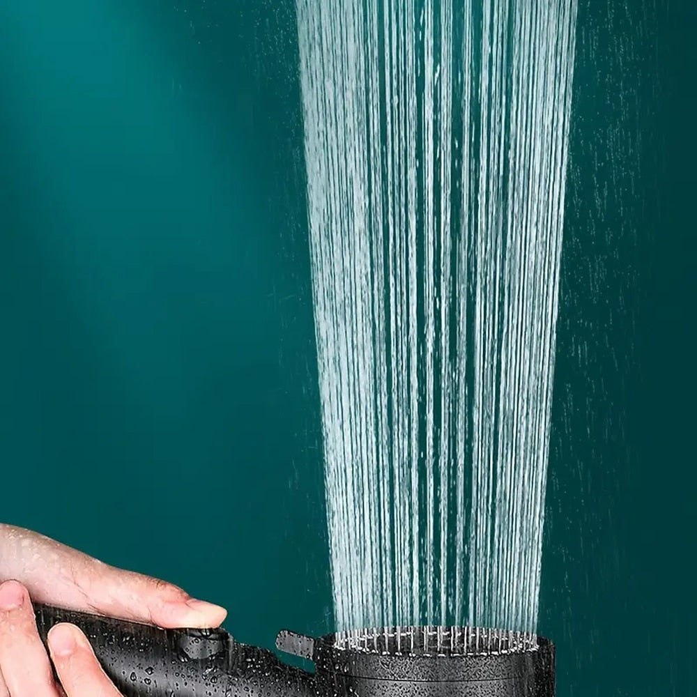 5-Mode Handheld Round Shower Head, Shower Head with Hose / Adhesive Bracket, Matte Black / Chrome