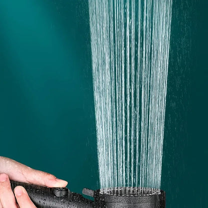 5-Mode Handheld Round Shower Head, Shower Head with Hose / Adhesive Bracket, Matte Black / Chrome