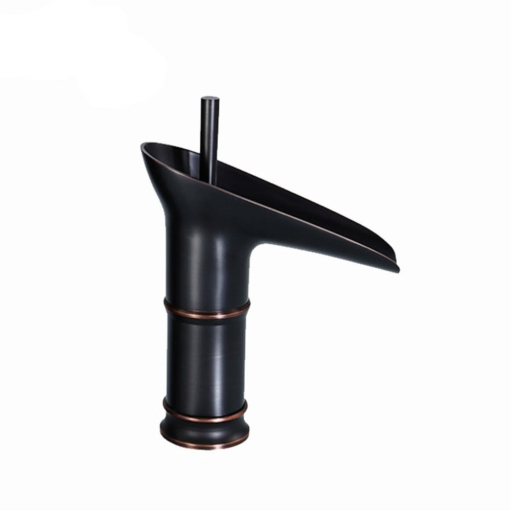 Waterfall Single-Hole Bathroom Faucet, Single-Handle Brass Faucet, Antique Brass / Oil-Rubbed Bronze / Polished Gold