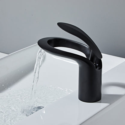Modern Waterfall Bathroom Faucet, Single-Handle Brass Faucet