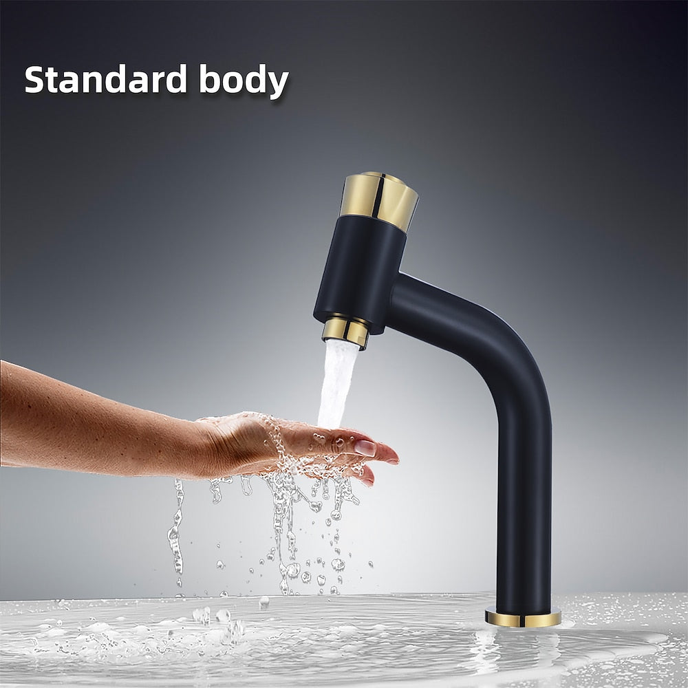 Modern Single-Hole Bathroom Faucet, Push-Button Faucet