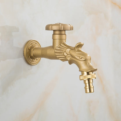 Retro Dragon Design Wall-Mount Outdoor Faucet, Single-Handle Brass Faucet, Antique Brass / Matte Black / Brushed Gold