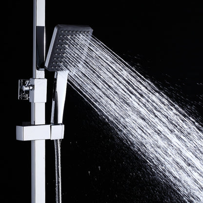 Modern Rainfall Tub Shower System, Wall-Mounted Exposed Shower Faucet with Handheld Spray