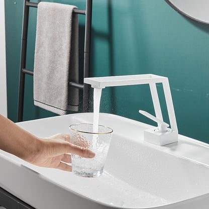 Modern Waterfall Bathroom Faucet, Single-Handle Brass Sink Faucet, Matte Black / Brushed Gold / Gunmetal / Matte White