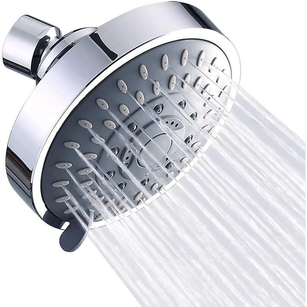 Multi-Spray Mode Rainfall Shower Head, Swivel Wall-Mount ABS Shower Head, Matte Black / Chrome