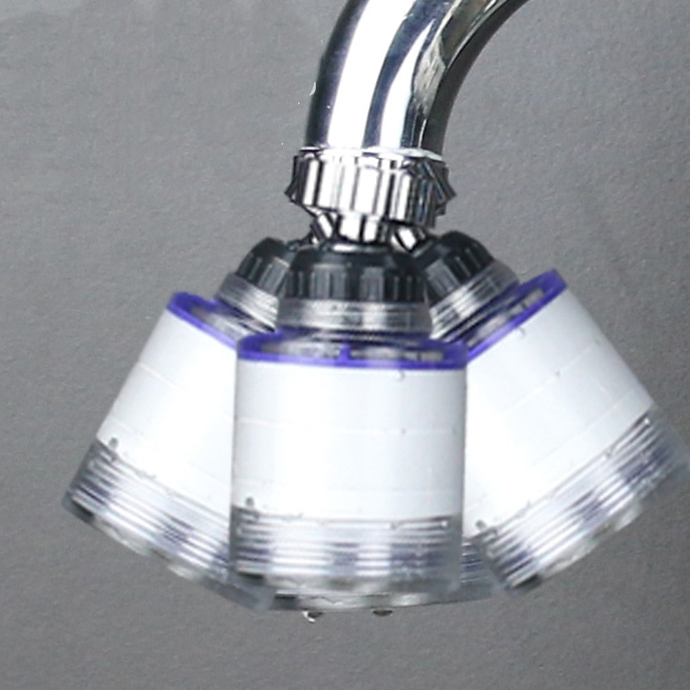 360-Degree Swivel Faucet Water Filter, Chrome ABS Faucet Purifier with PP Cotton Replacement Cartridges