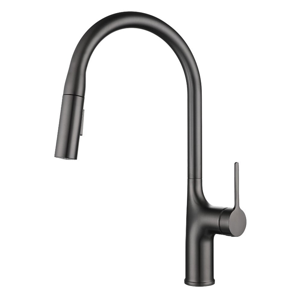 Modern Pull-Down Kitchen Faucet, Single-Handle High Arc Faucet, Matte Black / Chrome / Brushed Gold