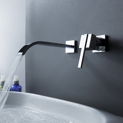 Waterfall Chrome Wall-Mount Bathroom Faucet, Single-Handle Brass Basin Faucet
