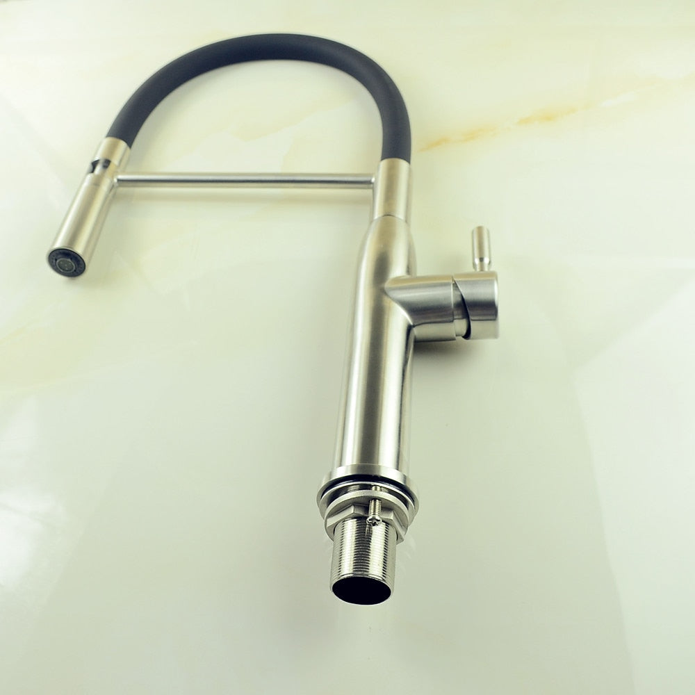 High-Arc Brushed Nickel Pull-Down Kitchen Faucet, Single-Handle Stainless Steel Faucet