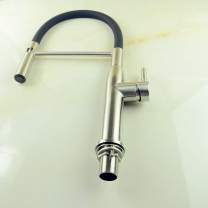 High-Arc Brushed Nickel Pull-Down Kitchen Faucet, Single-Handle Stainless Steel Faucet
