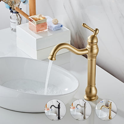 360-Degree Swivel Spout High-Arc Bathroom Faucet, Single-Handle Brass Vessel Faucet, Brushed Gold / Brushed Nickel / Oil-Rubbed Bronze
