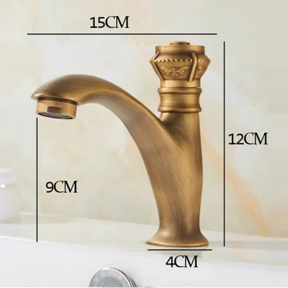 Antique Brass Vintage Bathroom Faucet, Single-Cold Single-Handle Basin Faucet