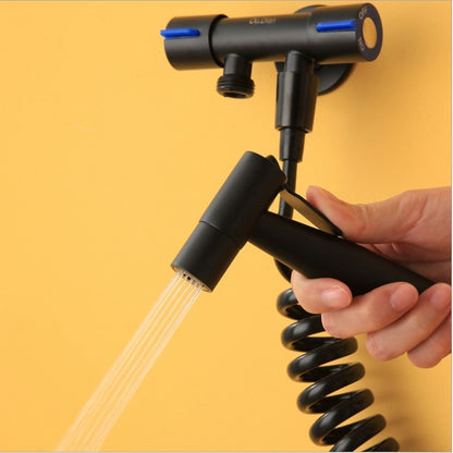 Wall-Mount Stainless Steel Handheld Toilet Bidet Sprayer Kit with Hose, Dual-Control T-Valve Sprayer, Matte Black / Stainless Steel