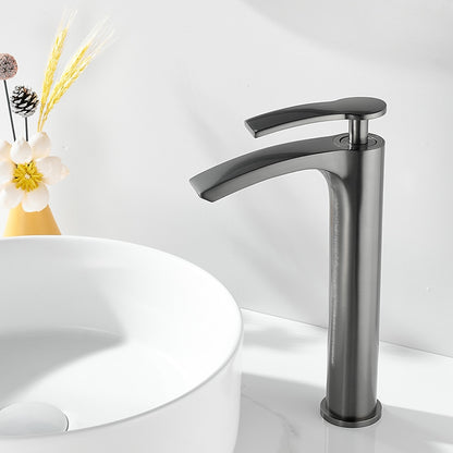 Waterfall Modern Bathroom Vessel Sink Faucet, Single-Handle Single-Hole Brass Basin Faucet