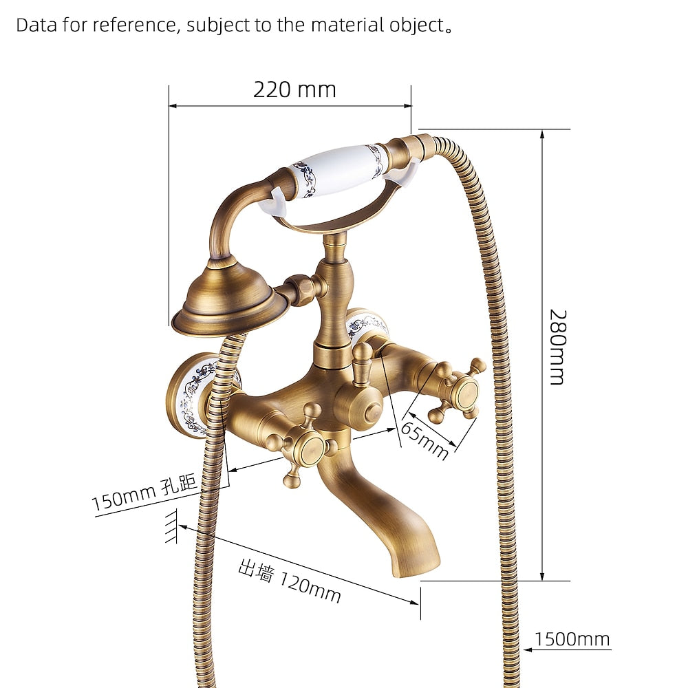 Vintage Telephone- Wall-Mount Tub Faucet, Brass Tub Faucet with Handheld Shower