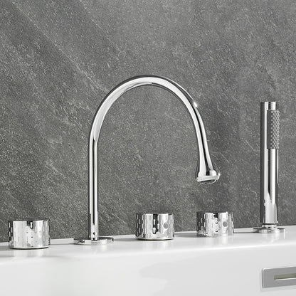 High-Arc 5-Hole Roman Tub Faucet, Three-Handle Tub Filler Faucet with Handheld Shower