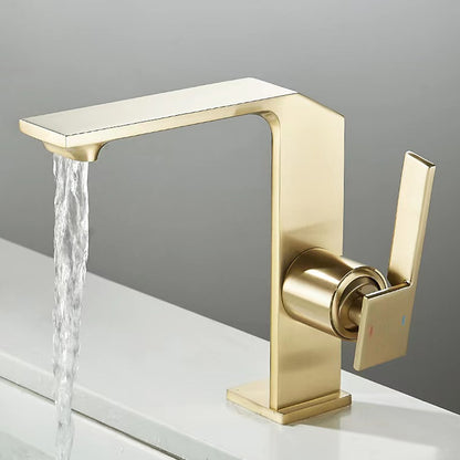Modern Waterfall Bathroom Faucet, Single-Handle Brass Faucet, Matte Black / Chrome / Brushed Gold / Gunmetal