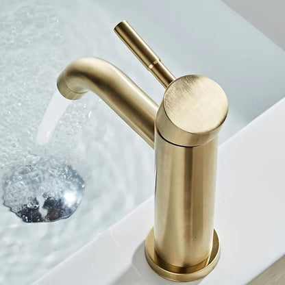 Brushed Gold Waterfall Bathroom Faucet, Single-Handle Single-Hole Faucet