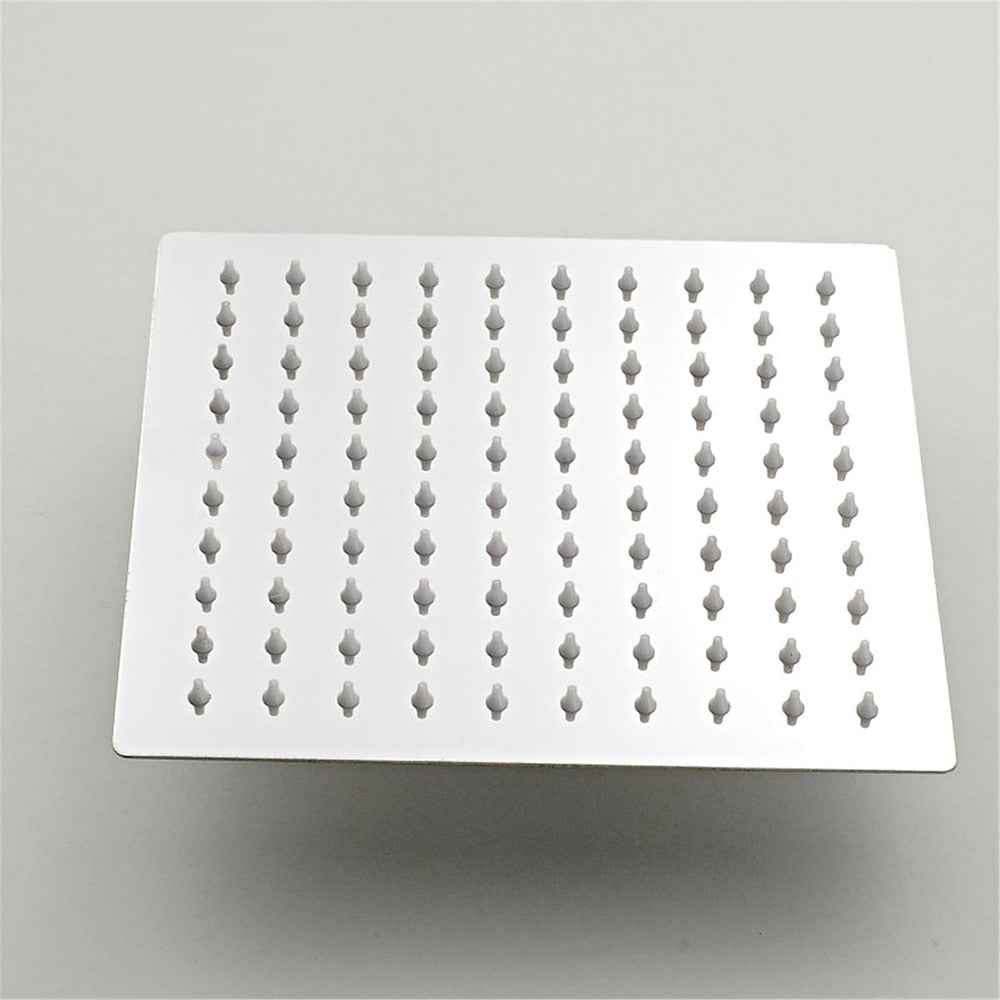 Chrome Contemporary Rectangular Rainfall Shower Head, Ceiling-Mount Spray Shower Head