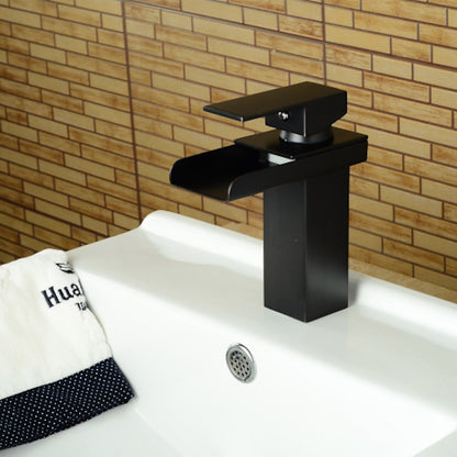 Waterfall Oil-Rubbed Bronze Single-Hole Bathroom Faucet, Single-Handle Deck-Mount Faucet