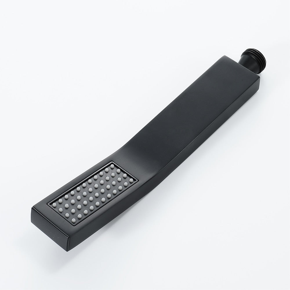 Matte Black Brass Handheld Shower Head, Single-Spray Wall-Mount Hand Shower with Hose / Bracket