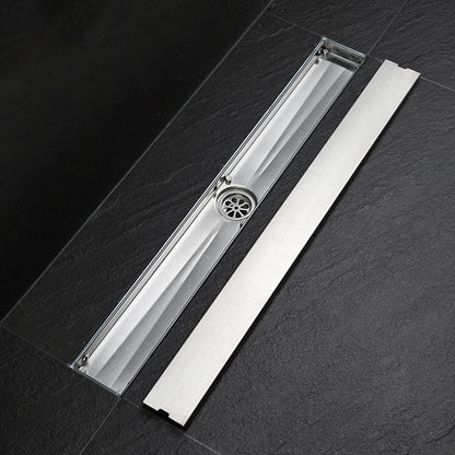 Stainless Steel Modern Tile Insert Linear Shower Drain, Rectangle Floor Drain with Removable Cover