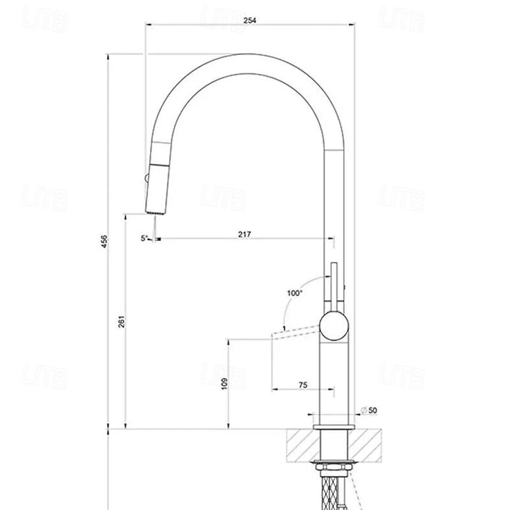Pull-Down Modern Kitchen Faucet, Single-Hole Single-Handle Faucet, Gunmetal / Rose Gold / Chrome