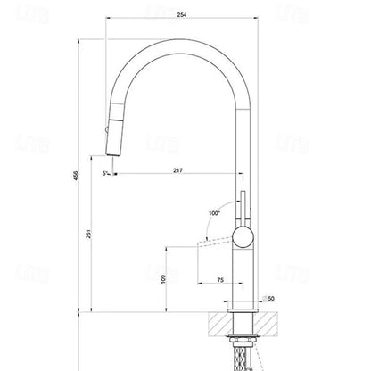 Pull-Down Modern Kitchen Faucet, Single-Hole Single-Handle Faucet, Gunmetal / Rose Gold / Chrome